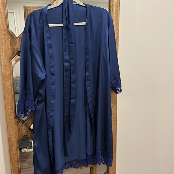 Blue Satin Robe - Picture 2 of 3
